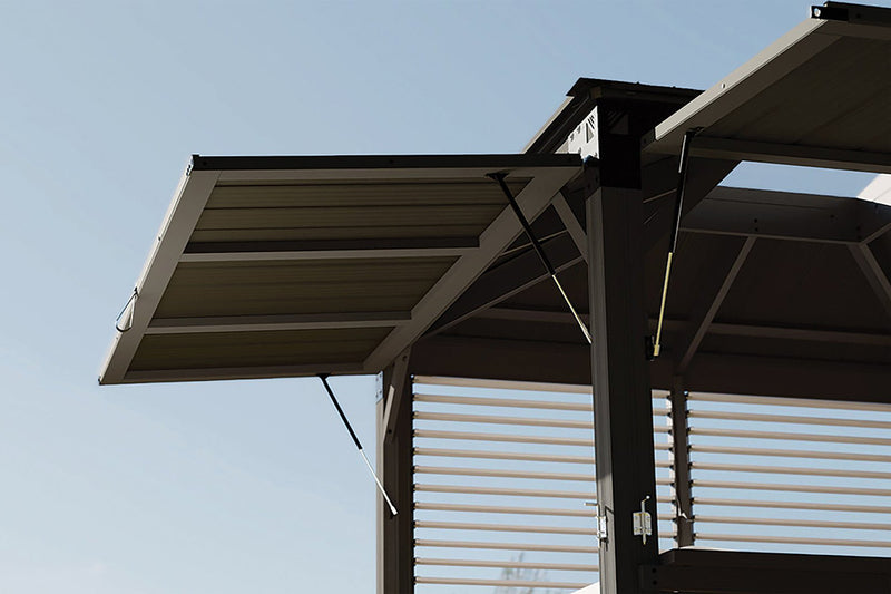 Napa Louvered Gazebo W/ Side Bar & 2 Barstools - The Great Escape