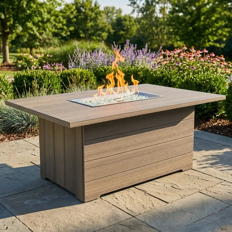 35"x53" Heathered Smoke Aura Fire Table W/ Wind Guard - The Great Escape