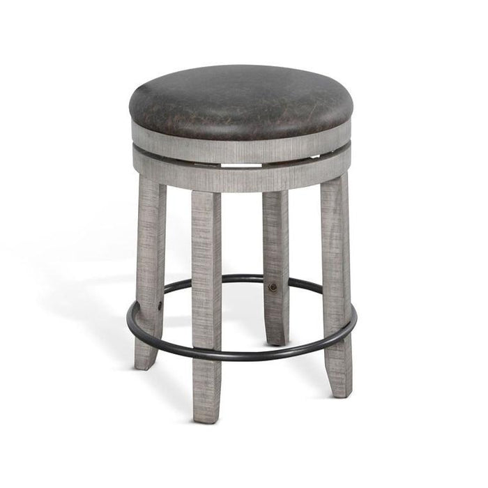 Kingston Backless Swivel Stool - Rustic Grey - The Great Escape