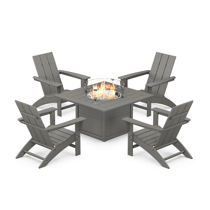 Picture of MODERN CURVEBACK ADIRONDACK 5-PIECE CONVERSATION SET WITH FIRE PIT TABLE