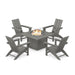 Picture of MODERN CURVEBACK ADIRONDACK 5-PIECE CONVERSATION SET WITH FIRE PIT TABLE