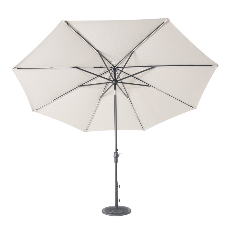 11' Designer Infinite 360° Auto Tilt Solar Lux Umbrella Cast Ash - The Great Escape