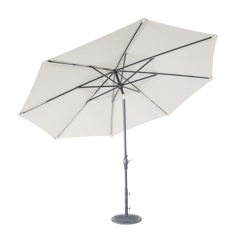 11' Designer Infinite 360° Auto Tilt Solar Lux Umbrella Cast Ash - The Great Escape