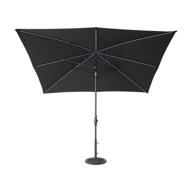 8'x10' Designer Rectangle Infinite 360 Auto Tilt Solar Lux Umbrella Black - The Great Escape