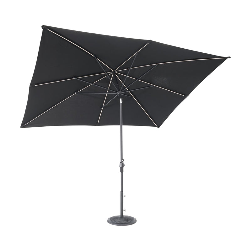 8'x10' Designer Rectangle Infinite 360 Auto Tilt Solar Lux Umbrella Black - The Great Escape