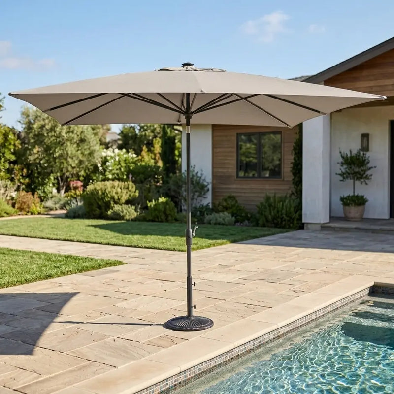 8'x10' Designer Rectangle Infinite 360° Auto Tilt Solar Lux Umbrella Cast Ash - The Great Escape