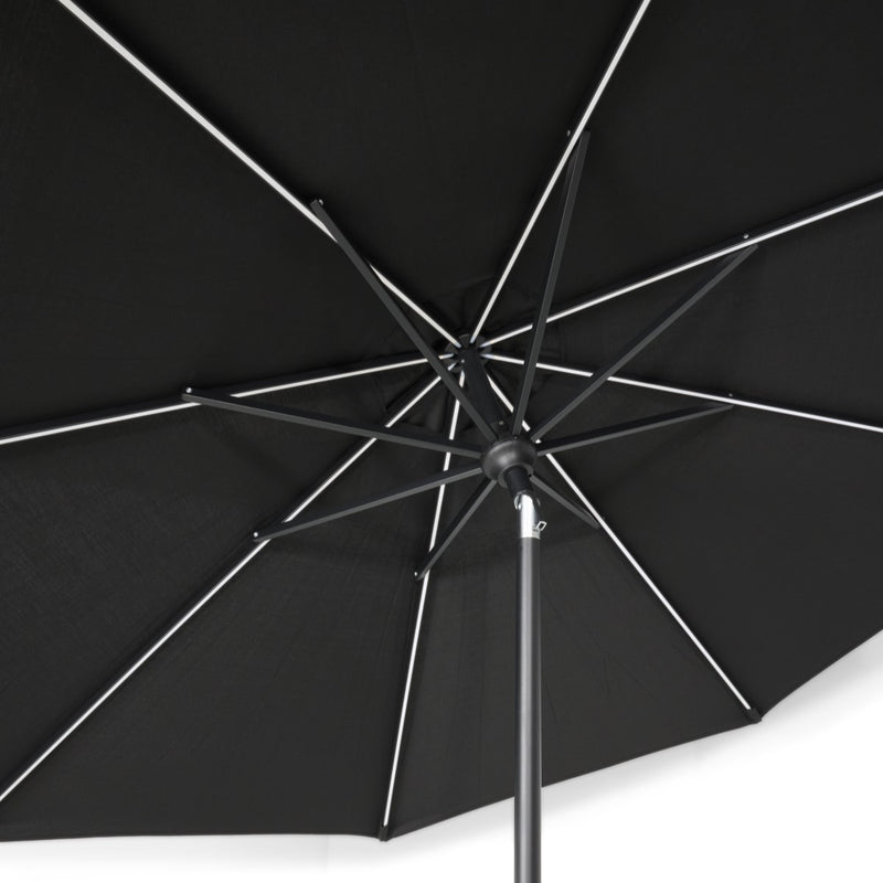 9' Designer Infinite 360° Auto Tilt Solar Lux Umbrella Black - The Great Escape