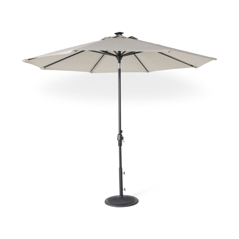 9' Designer Infinite 360° Auto Tilt Solar Lux Umbrella Cast Ash - The Great Escape