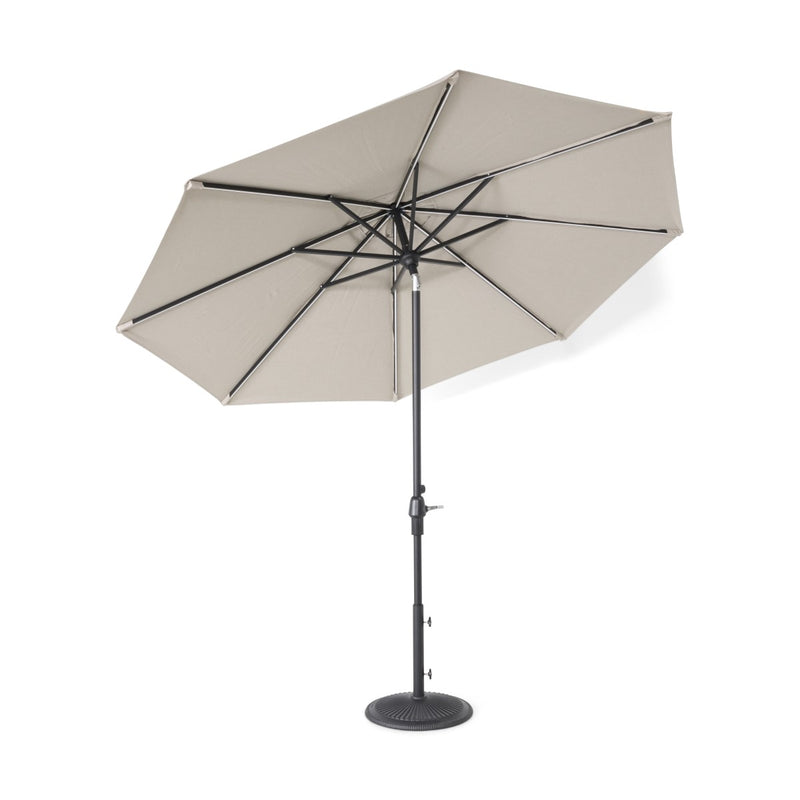 9' Designer Infinite 360° Auto Tilt Solar Lux Umbrella Cast Ash - The Great Escape