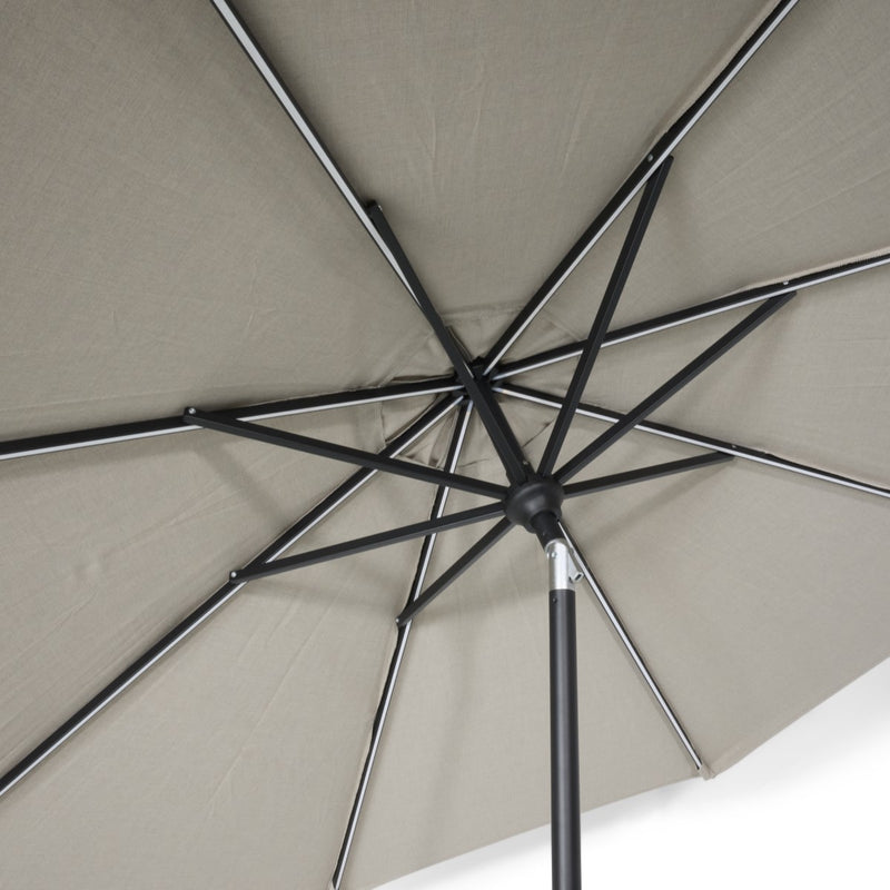 9' Designer Infinite 360° Auto Tilt Solar Lux Umbrella Cast Ash - The Great Escape