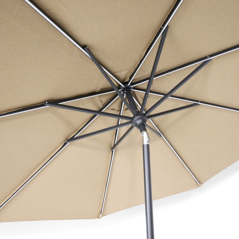 9' Designer Infinite 360° Auto Tilt Solar Lux Umbrella Heather Beige - The Great Escape