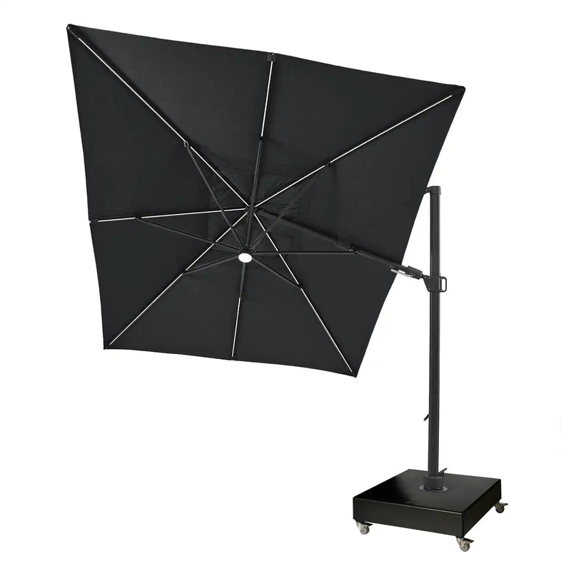 10'x13' Designer Rectangle Solar Lux Infinite Tilt Cantilever Umbrella - Black - The Great Escape