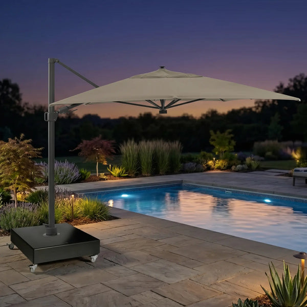 10'x13' Designer Rectangle Solar Lux Infinite Tilt Cantilever Umbrella