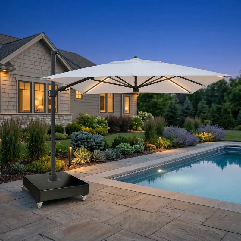 10'x13' Designer Rectangle Solar Lux Infinite Tilt Cantilever Umbrella