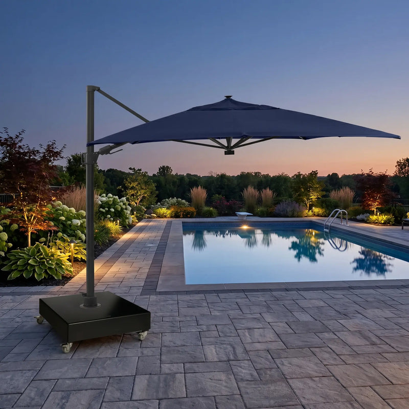 10'x13' Designer Rectangle Solar Lux Infinite Tilt Cantilever Umbrella Spectrum Indigo - The Great Escape