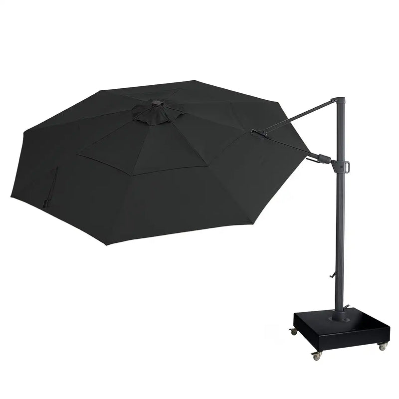13' Designer Octagon Solar Lux Cantilever Umbrella - Black - The Great Escape