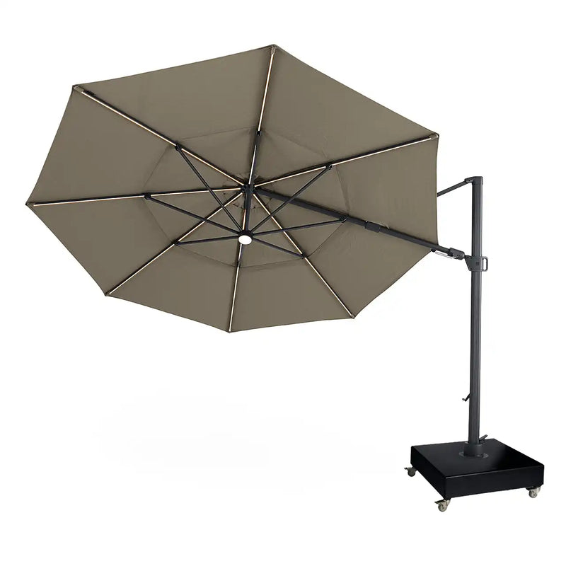 13' Designer Octagon Solar Lux Cantilever Umbrella - Cast Ash - The Great Escape