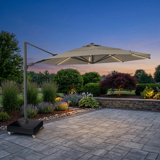 13' Designer Octagon Solar Lux Cantilever Umbrella Cast Ash - The Great Escape