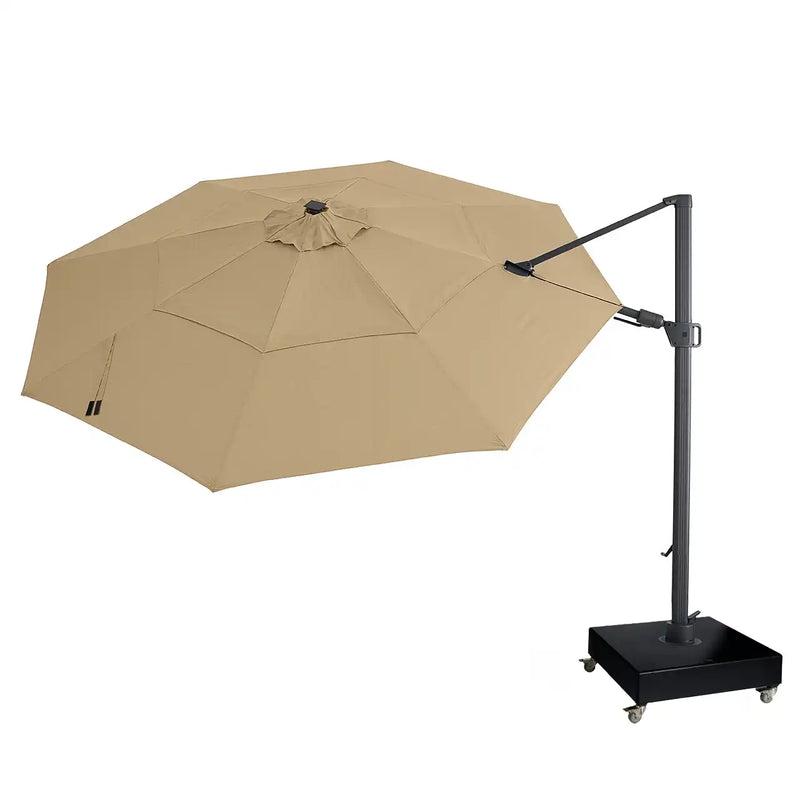 13' Designer Octagon Solar Lux Cantilever Umbrella - Heather Beige - The Great Escape