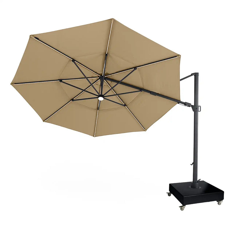 13' Designer Octagon Solar Lux Cantilever Umbrella - Heather Beige - The Great Escape