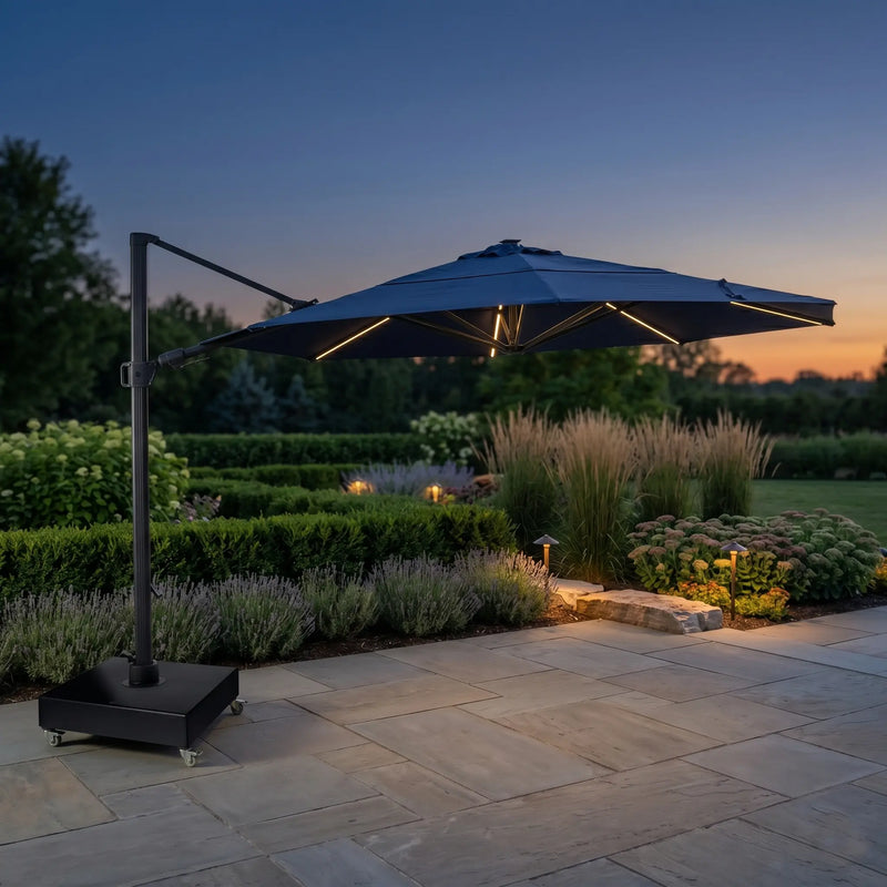 13' Designer Octagon Solar Lux Cantilever Umbrella Spectrum Indigo - The Great Escape