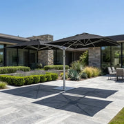 10' Dual Canopy Commercial Square Valencia Cantilever Umbrella Black - The Great Escape