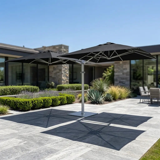 10' Dual Canopy Commercial Square Valencia Cantilever Umbrella Black - The Great Escape