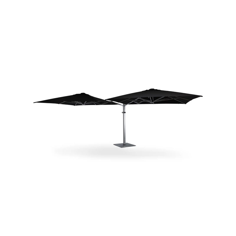 10' Dual Canopy Commercial Square Valencia Cantilever Umbrella Black - The Great Escape