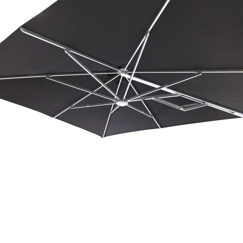 10' Dual Canopy Commercial Square Valencia Cantilever Umbrella Black - The Great Escape