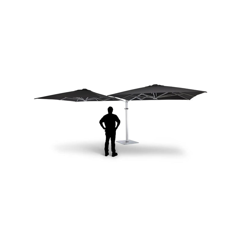 10' Dual Canopy Commercial Square Valencia Cantilever Umbrella Black - The Great Escape