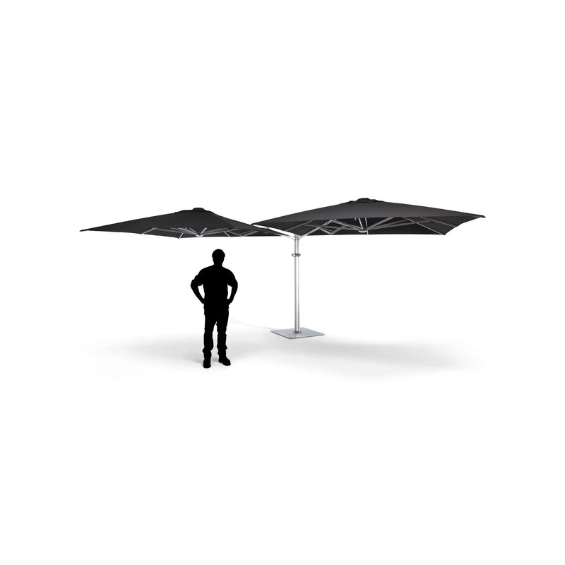 10' Dual Canopy Commercial Square Valencia Cantilever Umbrella Black - The Great Escape