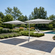 10' Dual Canopy Commercial Square Valencia Cantilever Umbrella Natural - The Great Escape