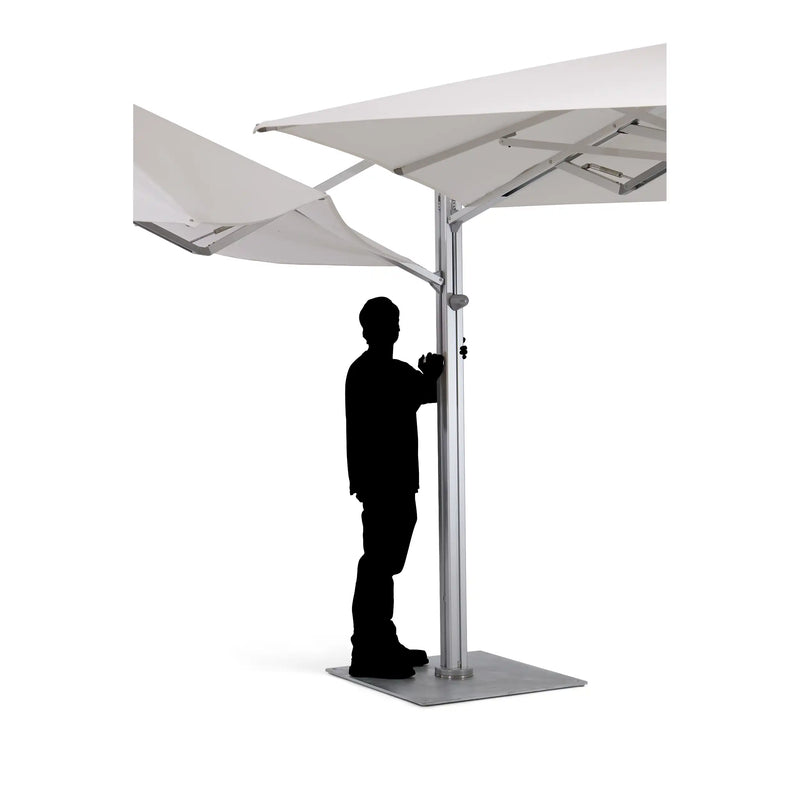 10' Dual Canopy Commercial Square Valencia Cantilever Umbrella Natural - The Great Escape