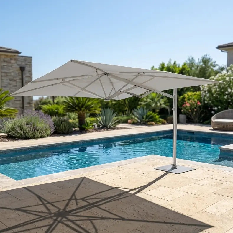 13' Square Commercial Valarium Cantilever Umbrella Natural - The Great Escape