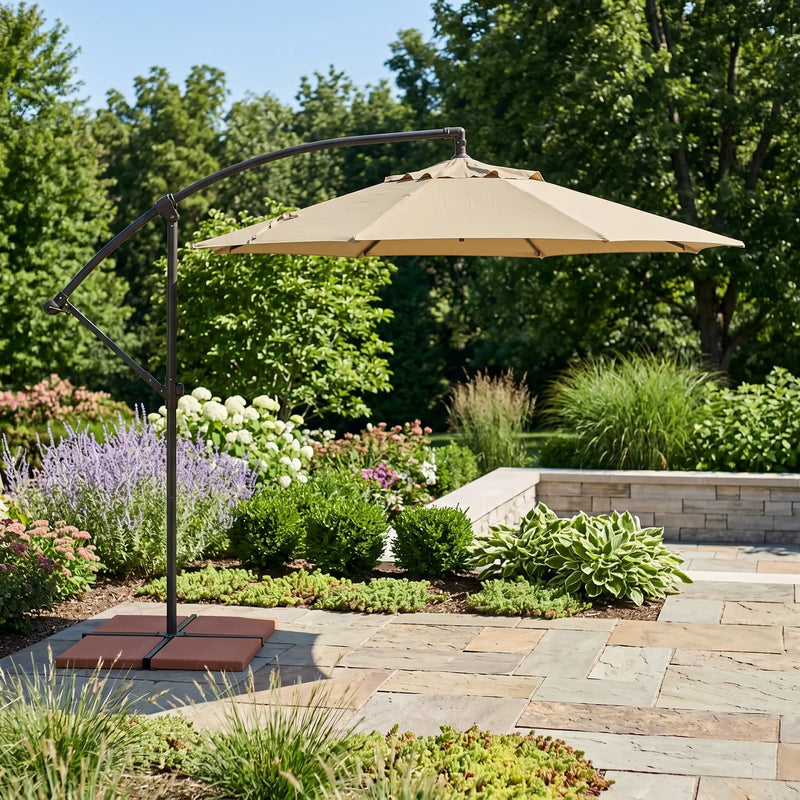 9' Classic Octagon Non-Tilt Cantilever Umbrella Antique Beige - The Great Escape