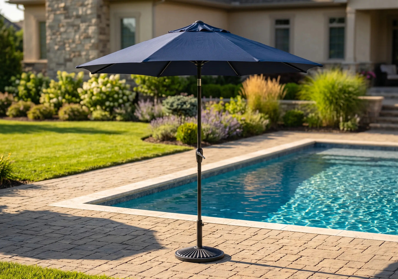 9 Foot Aluminum Navy Market Umbrella - The Great Escape