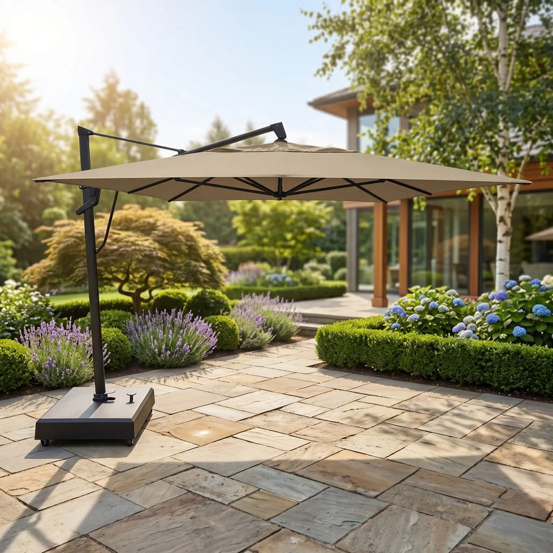 10'x13' Designer Rectangle AKZ+ Cantilever Umbrella Heather Beige - The Great Escape
