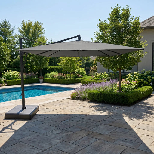 10'x13' Classic Rectangle AKZ Cantilever Umbrella Charcoal - The Great Escape