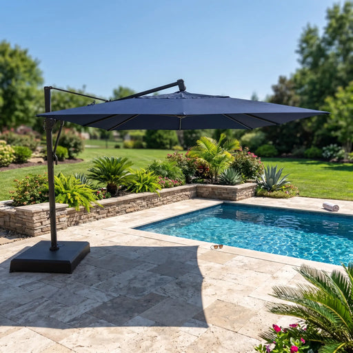 10'x13' Classic Rectangle AKZ Cantilever Umbrella Navy - The Great Escape