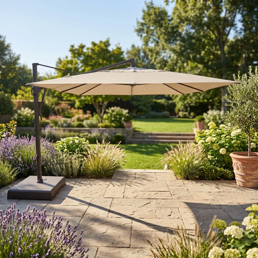 10'x13' Classic Rectangle AKZ Cantilever Umbrella Champagne Linen - The Great Escape