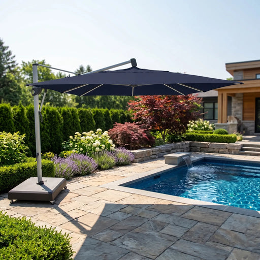 10'x13' Classic Rectangle AKZ Cantilever Umbrella - Navy - The Great Escape