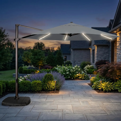 11' Deluxe Octagon Starlight Infinite Tilt Cantilever Umbrella - Boulder - The Great Escape