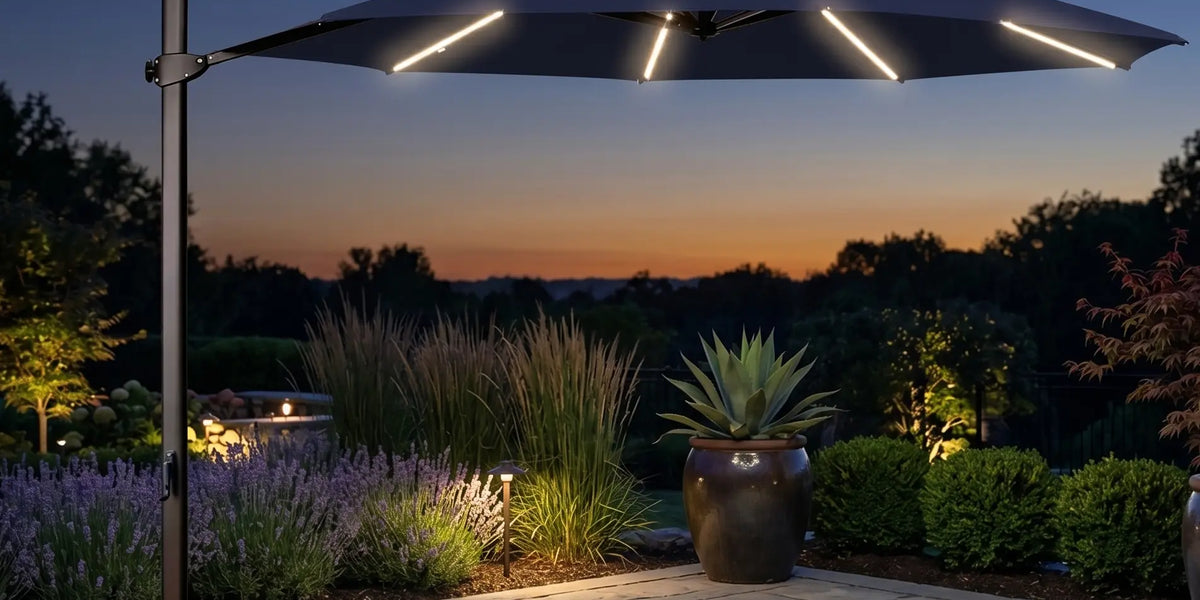 11' Deluxe Octagon Starlight Infinite Tilt Cantilever Umbrella