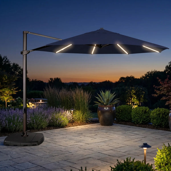 11' Deluxe Octagon Starlight Infinite Tilt Cantilever Umbrella