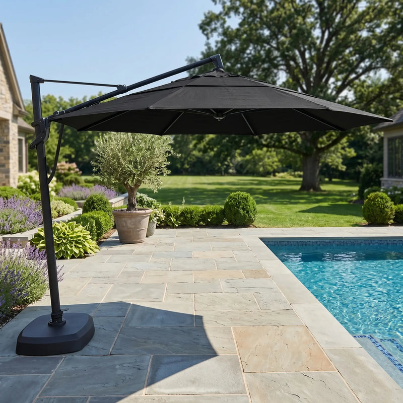 11' Designer AKZ+ Octagon Cantilever Umbrella Black - The Great Escape