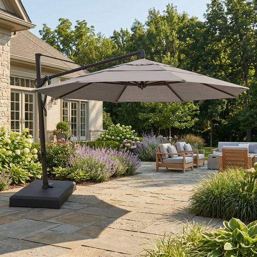 13' Classic Octagon AKZ Left-To-Right Tilt Cantilever Umbrella Charcoal - The Great Escape