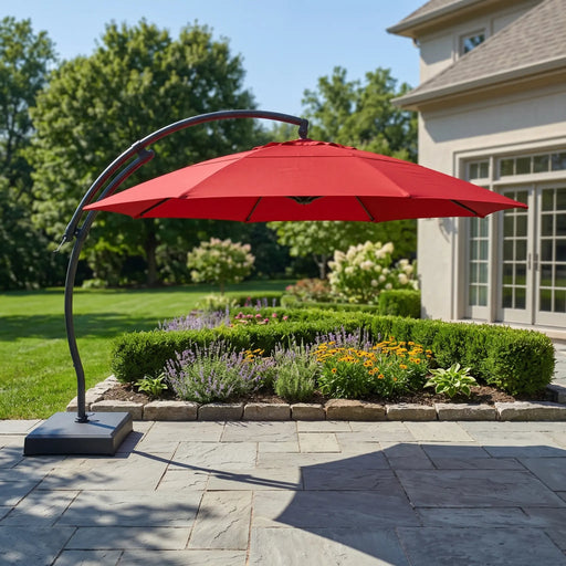 13' Deluxe Octagon Dome Front-To-Back Tilt Cantilever Umbrella - Red - The Great Escape
