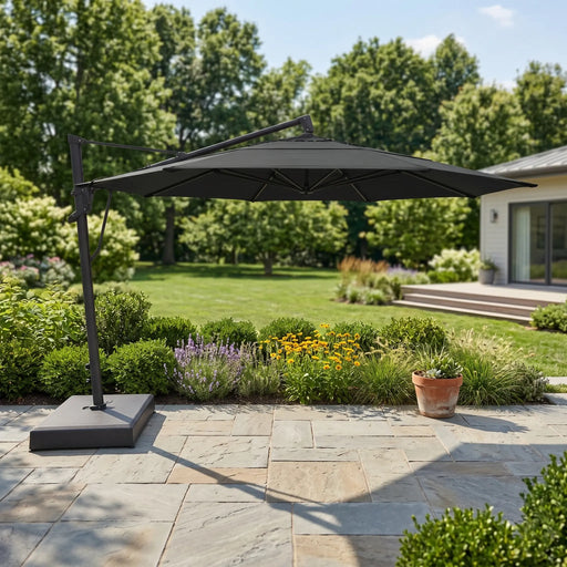 13' Designer Octagon AKZ+ Infinite Tilt Cantilever Umbrella - Black - The Great Escape