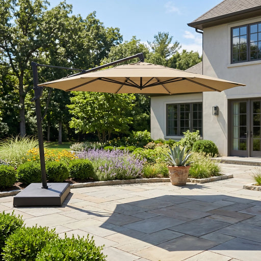 13' Designer Octagon AKZ+ Infinite Tilt Cantilever Umbrella - Cast Ash - The Great Escape