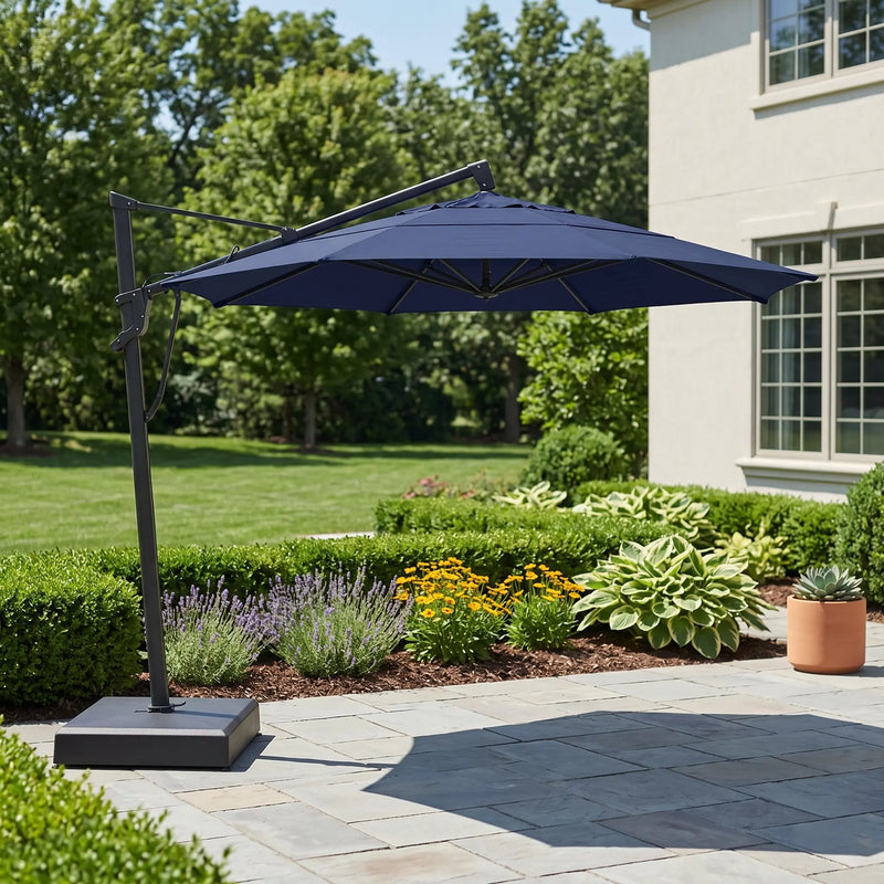 13' Designer Octagon AKZ+ Infinite Tilt Cantilever Umbrella - Indigo - The Great Escape
